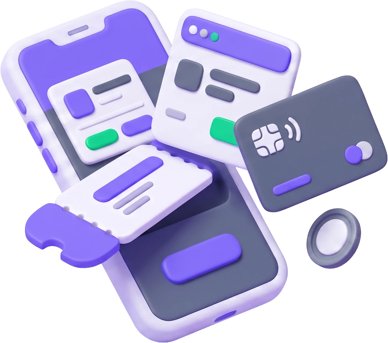 Illustration: Smartphone mit Buchung und Bezahlung